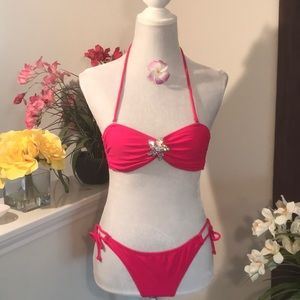 RUE BLEU by Rue21 Glo Pink Shiny Charm Bikini Set